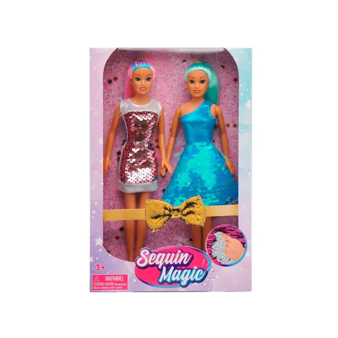 HTIC FASHION DOLL TWIN PACK SEQUIN DOLL, Ages 3+