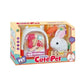 LT Cute Pet Rabbit set featuring a soft white plush bunny inside a transparent-window pink and purple backpack carrier with adjustable straps and pet care accessories.