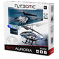 Aerodynamic Silverlit Sky Aurora RC helicopter in a vibrant multicolor finish, featuring a coaxial rotor system, integrated LED light effects, and a professional 3-channel infrared remote control.