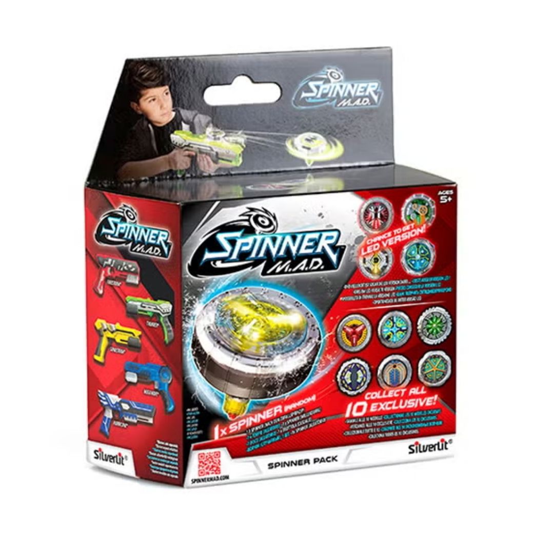 Compact Silverlit Spinner stunt vehicle in a vibrant multicolor finish, featuring specialized high-traction wheels for rapid 360-degree rotation and an ergonomic mini-remote control.