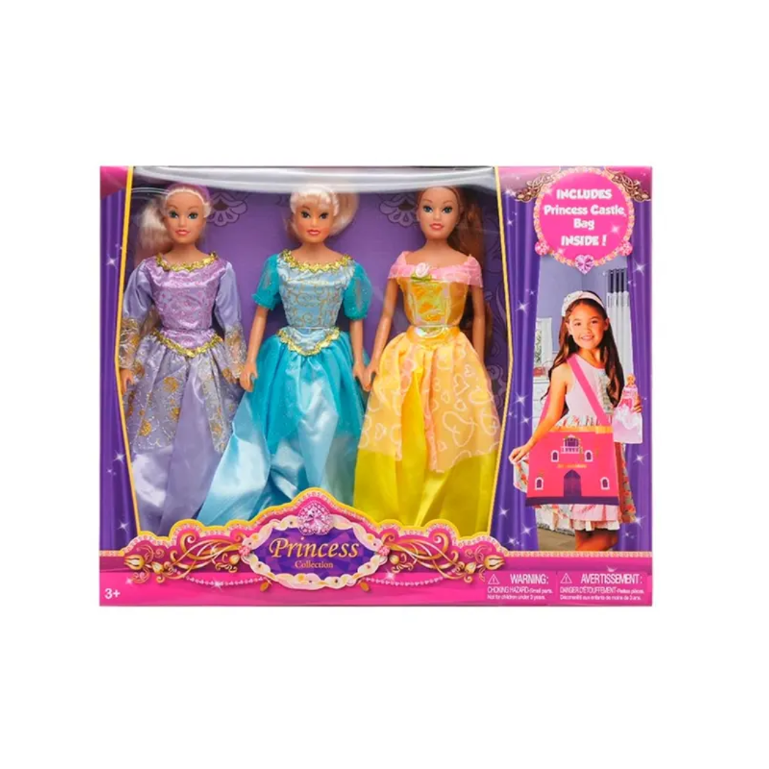 HTIC FASHION DOLL  PRINCESS CASTLE BAG W 3 ASST 29CM, Ages 3+