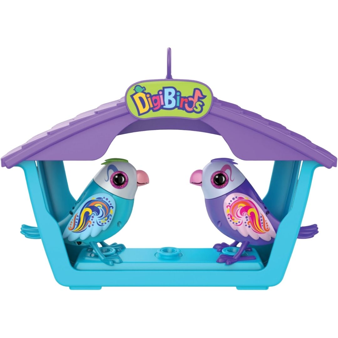 Silverlit DigiBirds II Mate in a vibrant multicolor finish, featuring a moving beak, oscillating head, and a Digi-Clip for easy portability.
