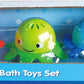 BATH TOYS SET by Tanny Toys featuring a variety of multicolor floating interactive toys for infants in a retail display box.