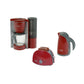 Theo Klein Bosch toy breakfast set featuring red and gray coffee maker, pop-up toaster with play toast, and kettle.