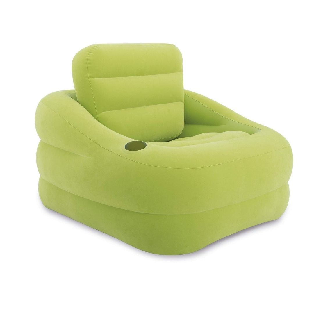 Intex Accent Chair green inflatable lounge chair for indoor living room or outdoor patio use