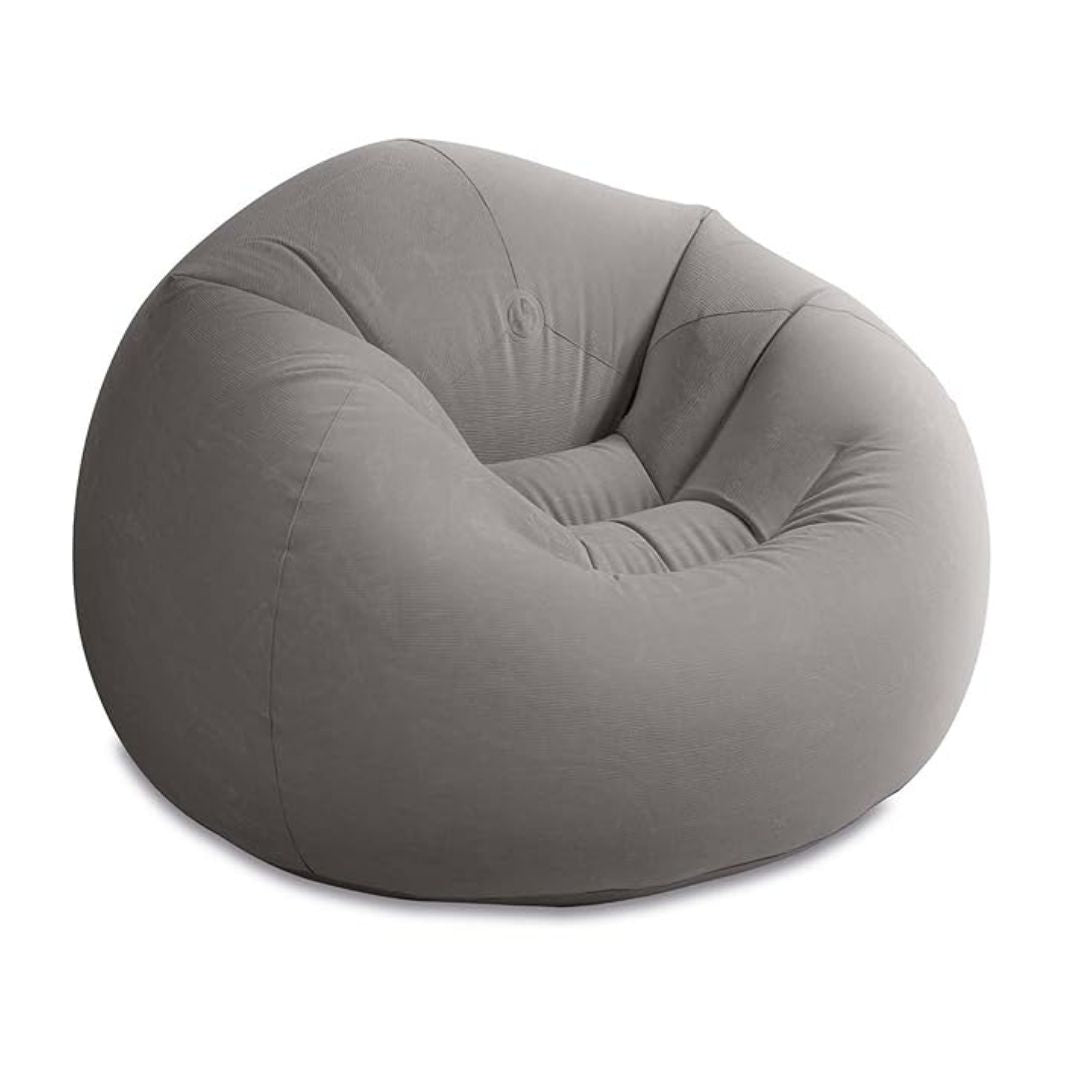Intex beanless bag chair in grey for indoor adult lounge and gaming