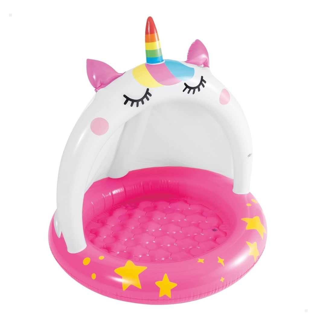 Intex Caticorn inflatable baby paddling pool with built-in sunshade canopy for toddlers