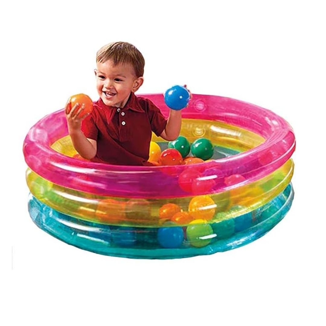 Intex classic 3-ring inflatable baby ball pit with colorful rings for toddler sensory play