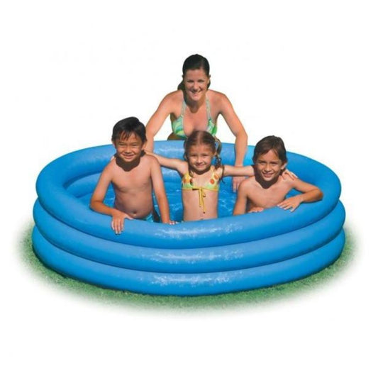 Intex Crystal Blue round 3-ring inflatable kiddie pool for outdoor backyard water play