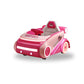 Pink Lotso bear themed kids space car ride-on toy with futuristic wheels for outdoor play