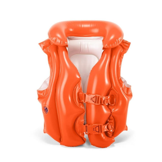 Intex Deluxe Swim Vest yellow inflatable safety jacket with collar for kids ages 3 to 6 pool training