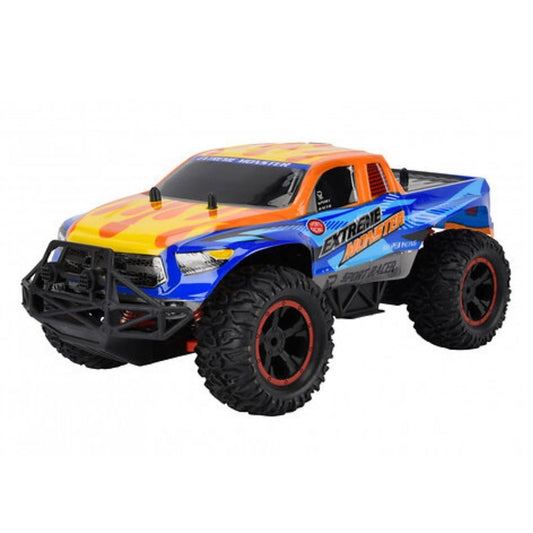 Large 1:8 scale LT RC Cars crawler featuring a 3-gear transmission, high-torque climbing motor, deep-tread off-road tires, and heavy-duty suspension in a multicolor rugged body.