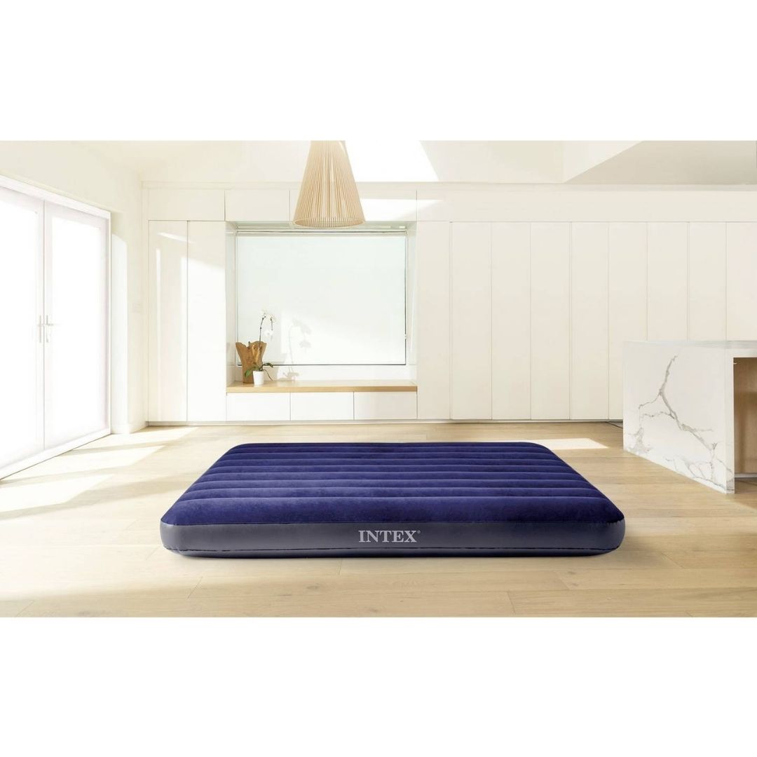 Intex Durabeam Series Downy Airbed blue velvet surface inflatable mattress for indoor adult camping
