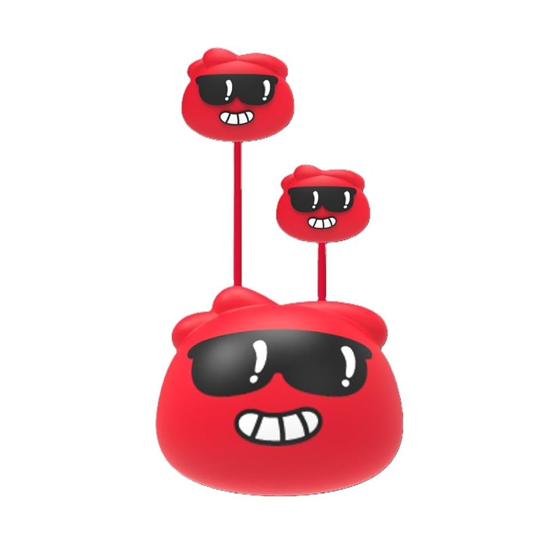 Jellie Drops red wired in-ear headphones with standard 3.5mm auxiliary plug for kids school computers and tablets