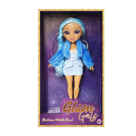 Kaiwell Glam Girlz blue fashion doll poseable toy with stylish outfit for girls ages 3 and up