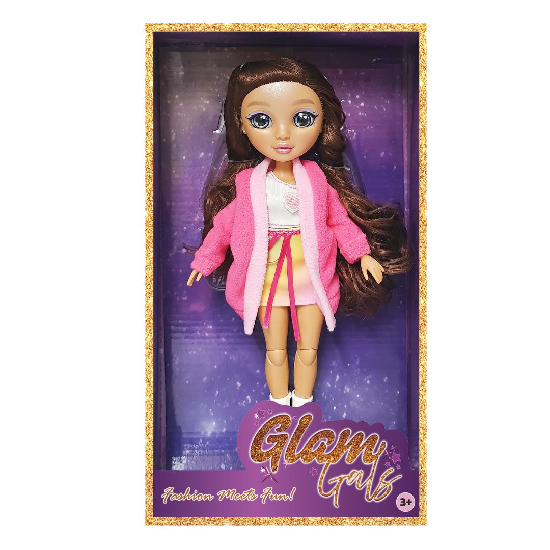 Kaiwell Glam Girlz 9 inch poseable fashion doll in pink outfit for girls ages 3 and up
