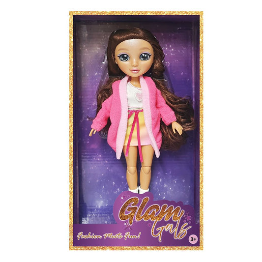 Kaiwell Glam Girlz 9 inch poseable fashion doll in pink outfit for girls ages 3 and up