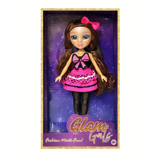 Kaiwell Glam Girlz 9 inch poseable fashion doll wearing rose red outfit for girls ages 3 and up