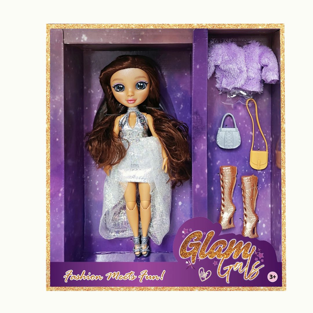 Kaiwell Fashion Doll Show Party Glam Girlz 9 indoor collectible doll with stylish party outfit and accessories for girls ages 3 plus