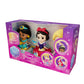 Disney Princess keychain set featuring Jasmine, Snow White, and Rapunzel mini-figures with durable gold-tone key rings in a multicolor collector's window box.