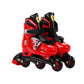 Ferrari Kids Inline Skate Combo Set in vibrant racing red and black, featuring adjustable inline skates (Sizes 29–32), a matching protective helmet, knee pads, and elbow pads with official Ferrari branding.