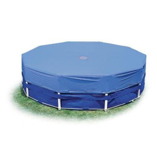 Intex 15ft round pool cover for metal frame above ground pools with rope ties and drainage holes