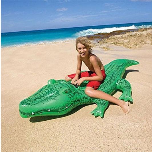 Intex Giant Gator inflatable pool ride-on green crocodile float with heavy duty handles for kids swimming