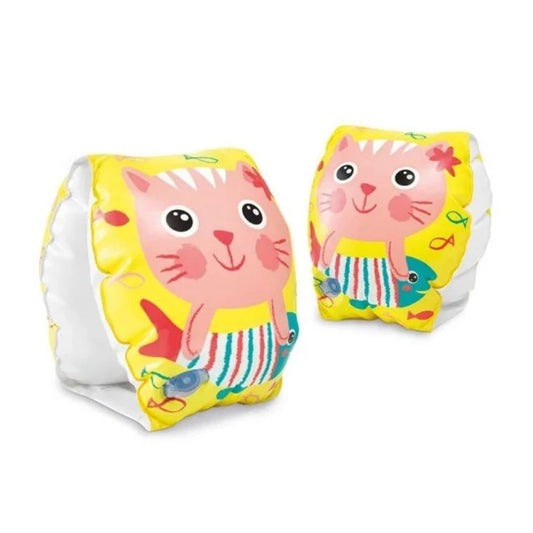 Intex Happy Kitten inflatable swim armbands pink cat design for kids pool safety