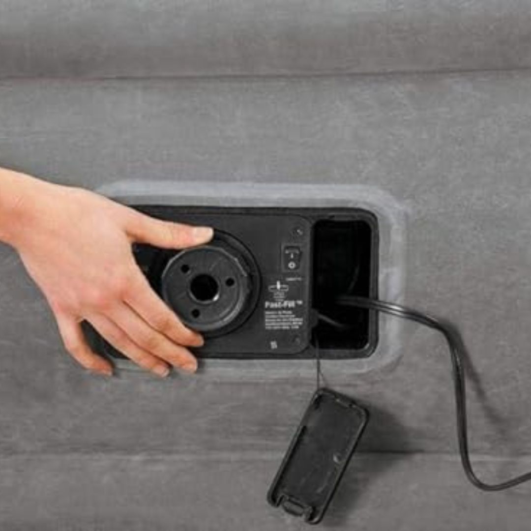 INTEX DURABEAM QUEEN COMFORT PLUSH AIRBED W/E.PUMP(152x203x46), Ages Adult