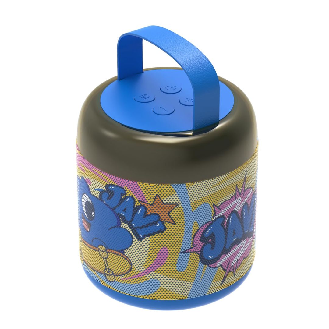 Jellie-O-K blue wireless Bluetooth karaoke speaker machine with wireless microphone and LED light effects for kids