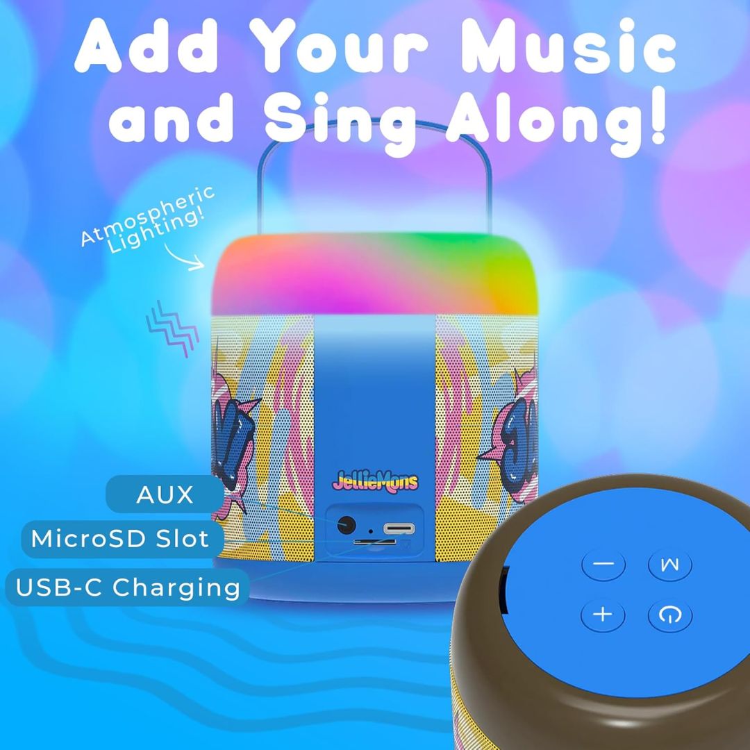 JELLIE-O-K WIRELESS KARAOKE SPEAKER BLUE, Ages 5+