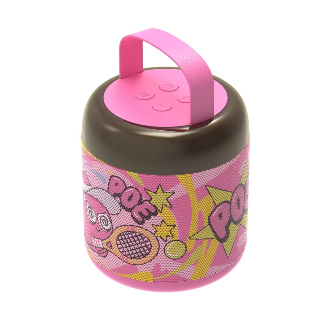 Jellie-O-K pink wireless Bluetooth karaoke speaker machine with wireless microphone and LED light effects for kids
