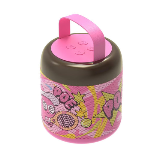 Jellie-O-K pink wireless Bluetooth karaoke speaker machine with wireless microphone and LED light effects for kids