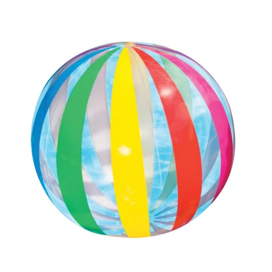 Large Intex jumbo inflatable beach ball 107cm with colorful rainbow stripes for outdoor pool and garden play
