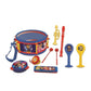 Lexibook PAW Patrol 7-piece musical set including a drum with sticks, trumpet, recorder, tambourine, and maracas, all featuring vibrant multicolor graphics of Chase, Marshall, and Skye.