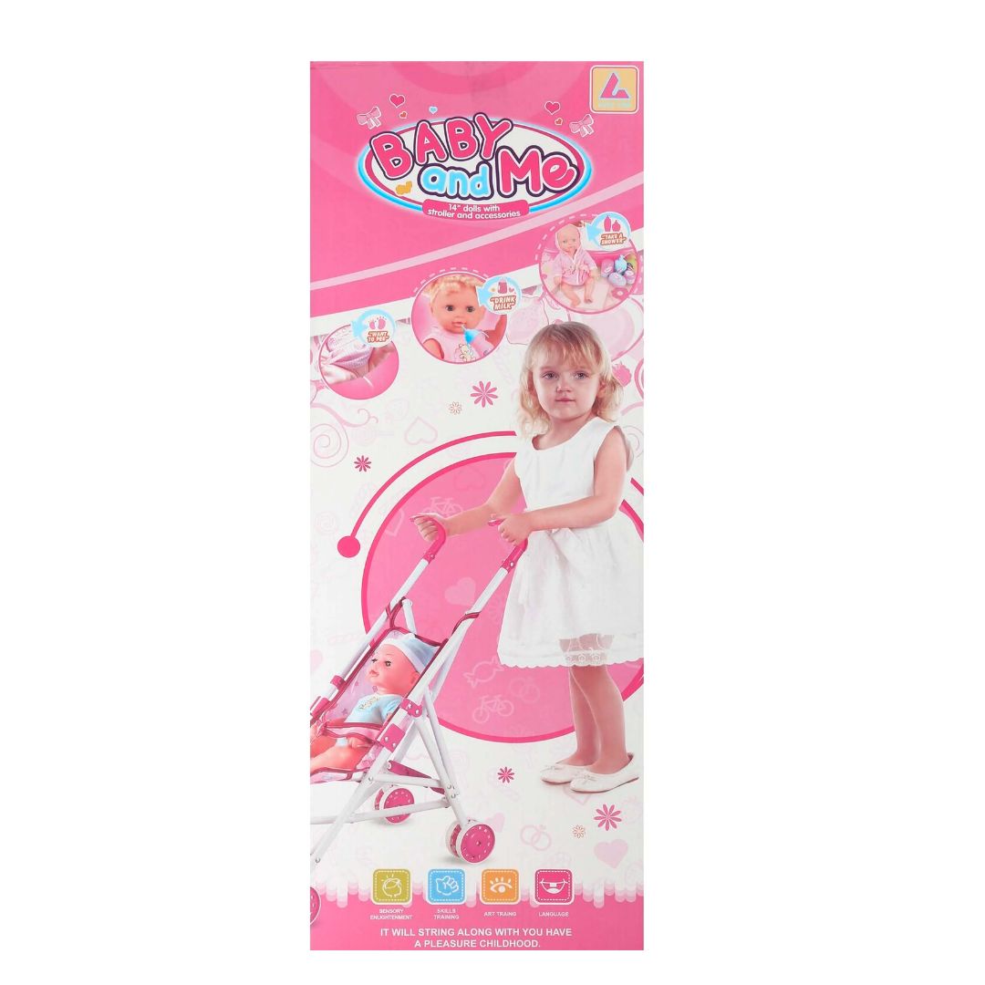 KING TIME BABY & ME DOLL 12'' W/STROLLER, Ages 3+