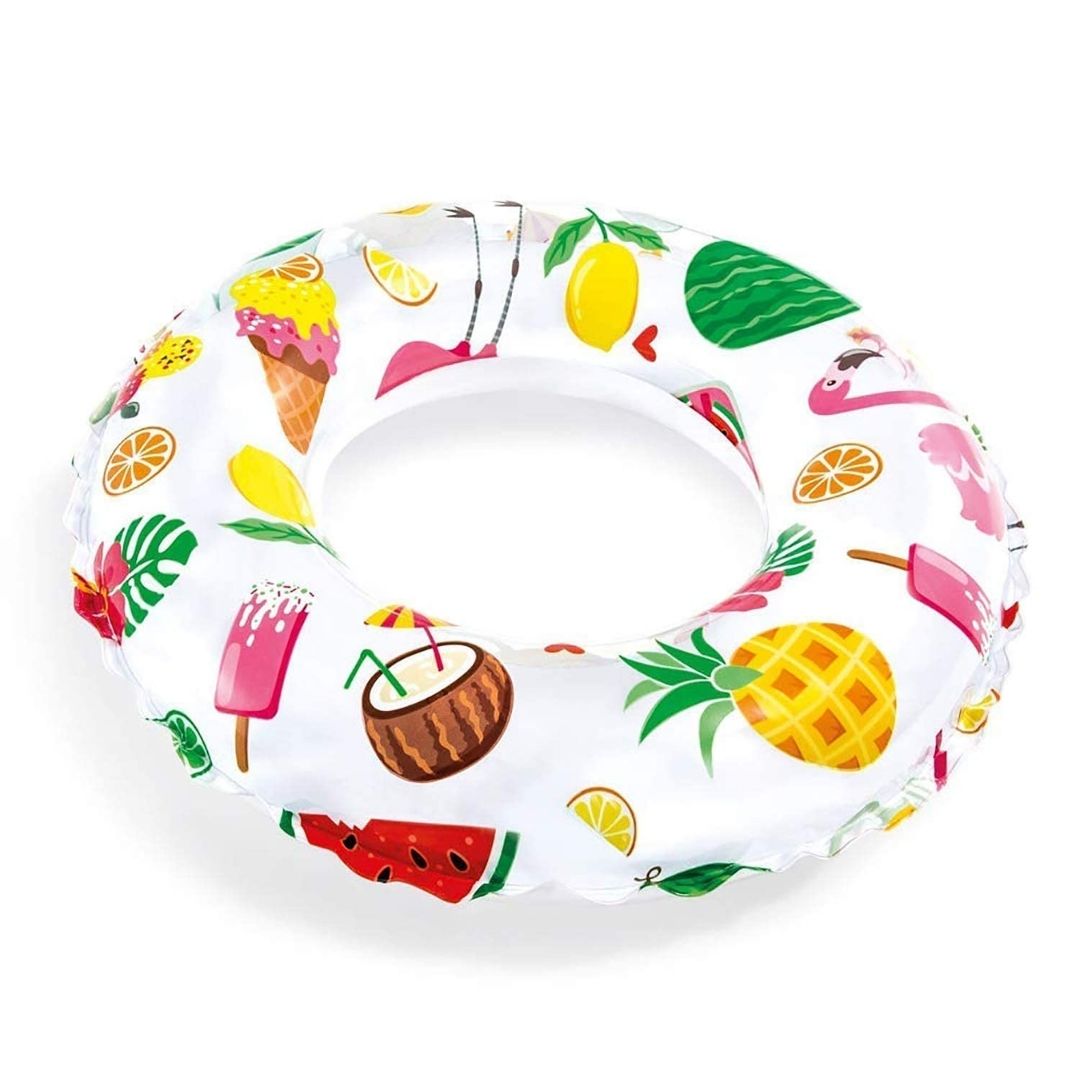 Intex 61cm lively print inflatable swim ring with colorful patterns for kids pool play