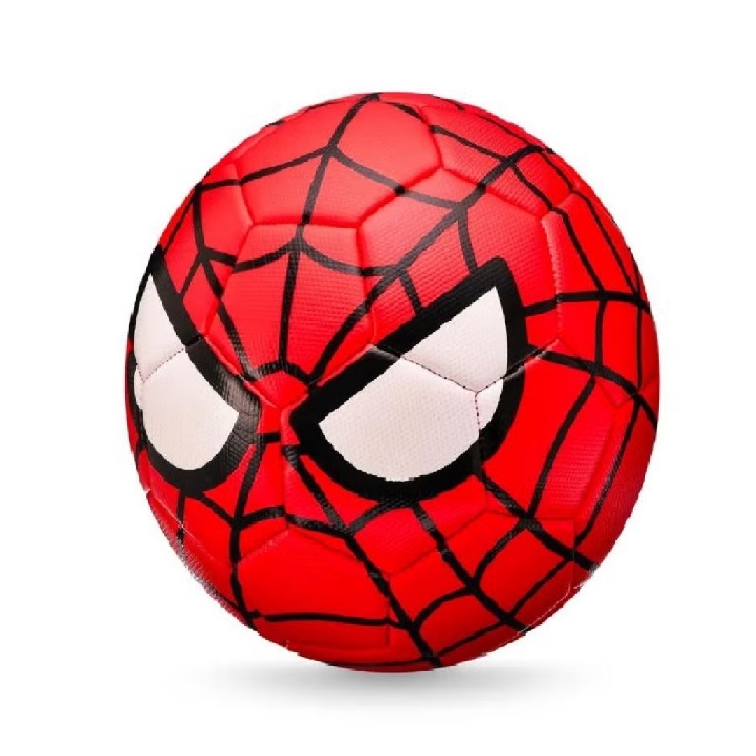 Marvel Spiderman action ball featuring a sleek carbon fiber texture finish with iconic red and black Spiderman suit detailing and spider emblem.