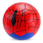 Marvel Spiderman junior football featuring a textured carbon fiber finish in red and black with an iconic Spiderman mask and web-patterned graphics.