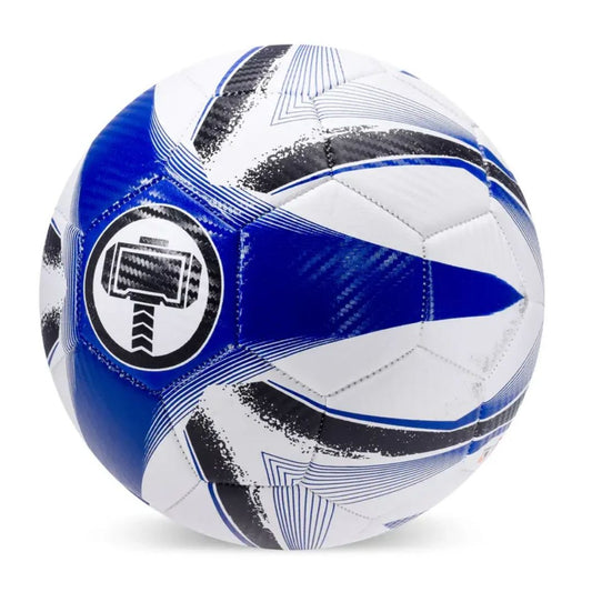 Marvel Avengers Thor action ball featuring a sleek white finish with vibrant graphics of Thor, his legendary hammer Mjolnir, and iconic Avengers branding.