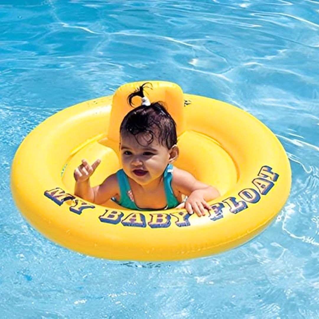 Intex My Baby Float yellow inflatable pool ring with seat and backrest for toddlers ages 1 to 2