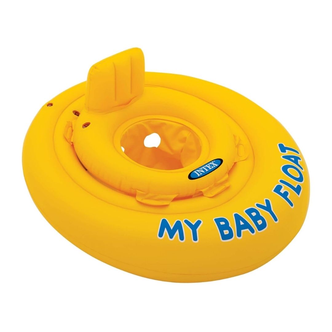 Intex My Baby Float yellow inflatable baby pool ring with safety seat and backrest for infants 6-12 months