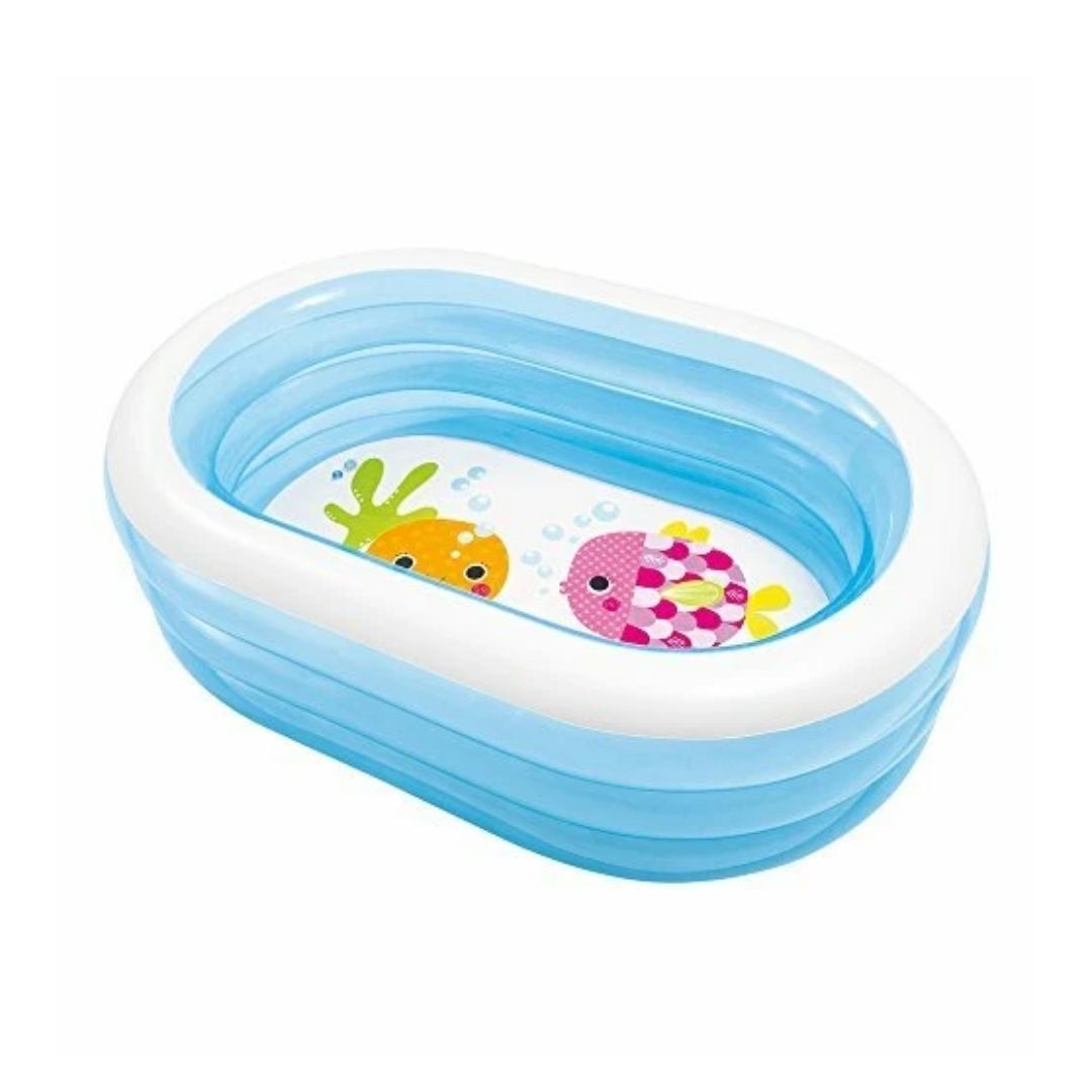Intex My Sea Friends colorful inflatable kiddie pool with ocean animal prints for backyard outdoor water play