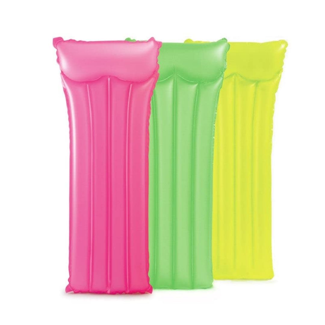 Intex Neon Frost Air Mat inflatable pool float lounger for adults in pink yellow and blue