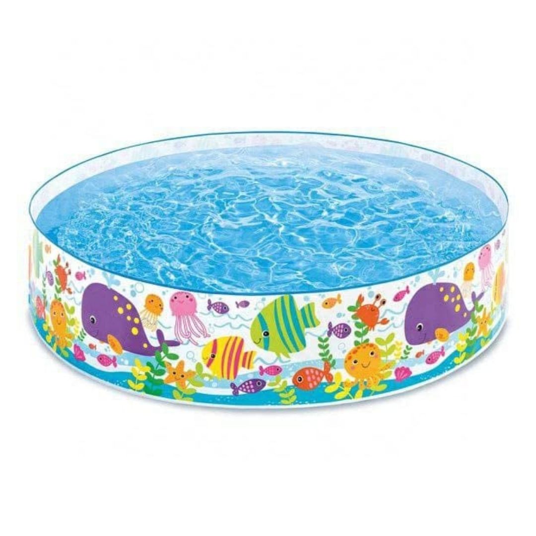 Intex Ocean Play Snapset Pool 6 foot round blue kids swimming pool with colorful sea animal graphics