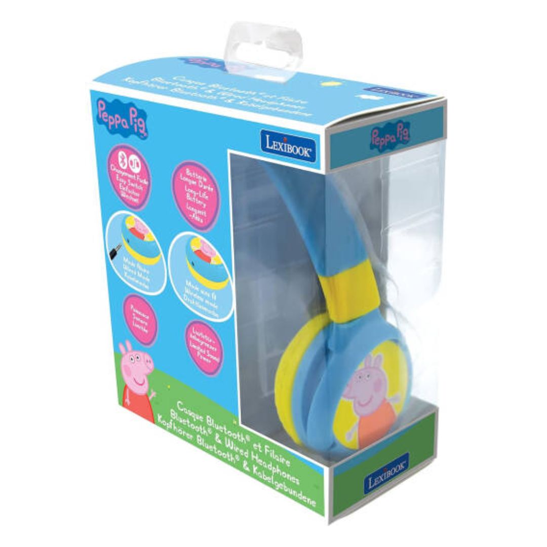 LEXIBOOK PEPPA PIG 2 IN 1 BLUETOOTH® AND WIRED FOLDABLE HEADPHONE, Ages 3+