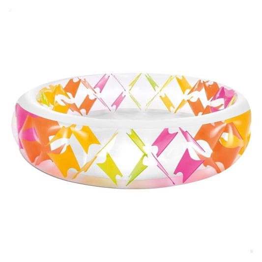 Intex Pinwheel Deluxe inflatable family swimming pool with colorful design for kids outdoor garden