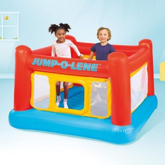 Intex Playhouse Jump-O-Lene inflatable colorful bouncer and castle jumper for kids indoor or outdoor play