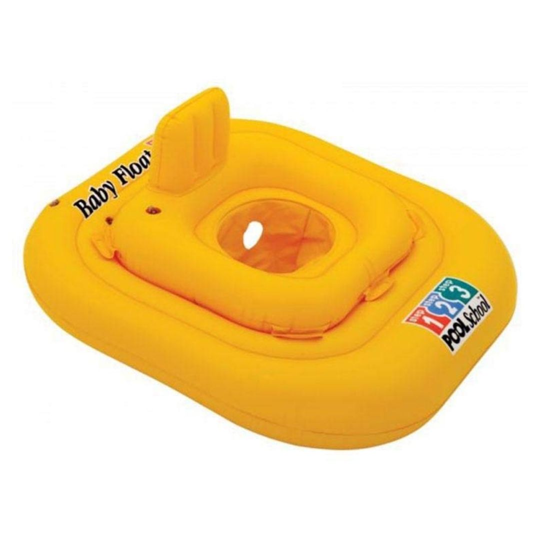 Intex Pool School Step 1 Deluxe yellow baby float with inflatable backrest and seat for toddlers
