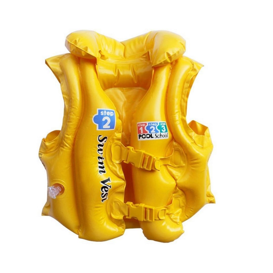 Intex Pool School Step 2 yellow inflatable deluxe swim vest with adjustable safety buckles for kids swimming lessons